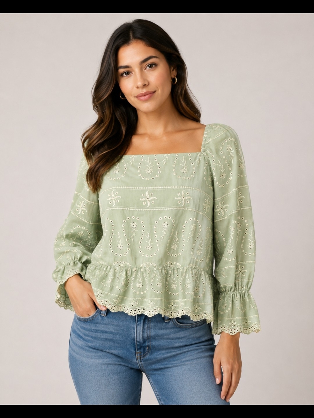 Cato Embroidered Boho Peplum Blouse XL Excellent Condition